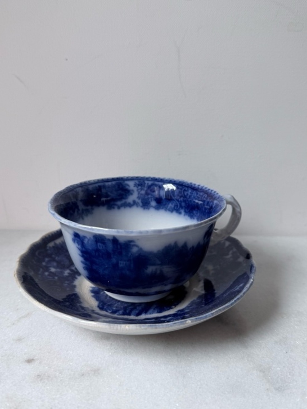 vintage Burgess & Leigh Nonpareil Flow Blue teacup and saucer set